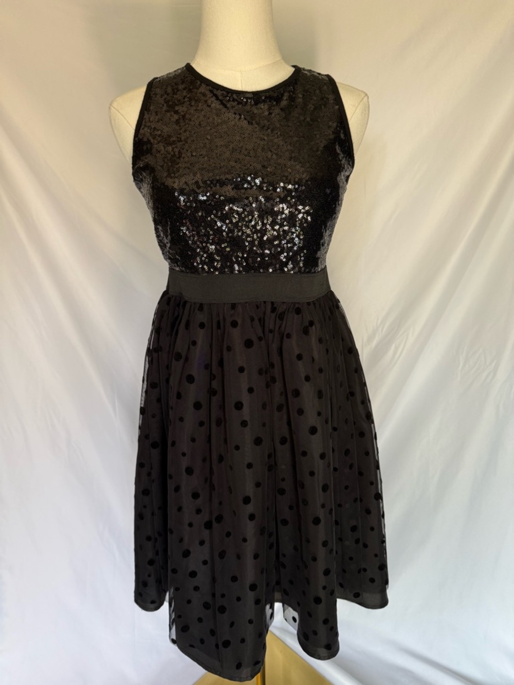 D-Signed by Disney Sequin/ Polka Dot Formal Black Dress Girls Size Large 14/16